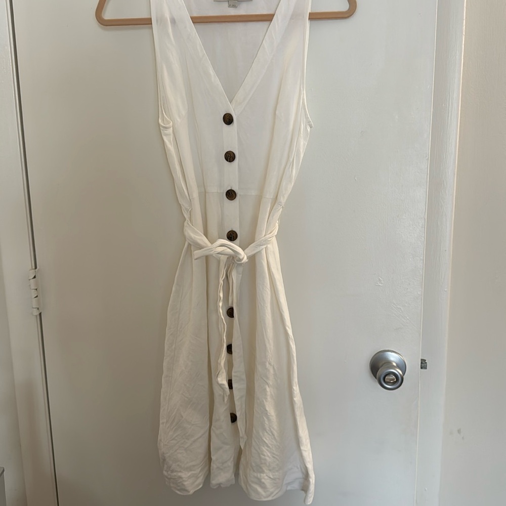 LOFT White Linen Sleeveless Dress 6P